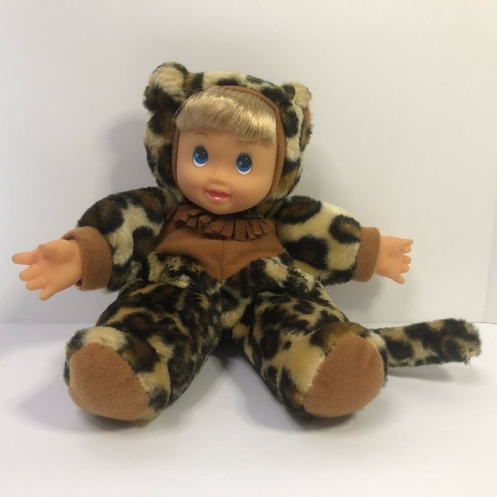 vintage hi city toys girl dressed as jaguar/leopard‎ big cat bean 8 inch